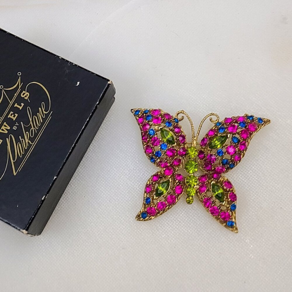Park Lane Rhinestone Butterfly Broach Brooch Pin very good